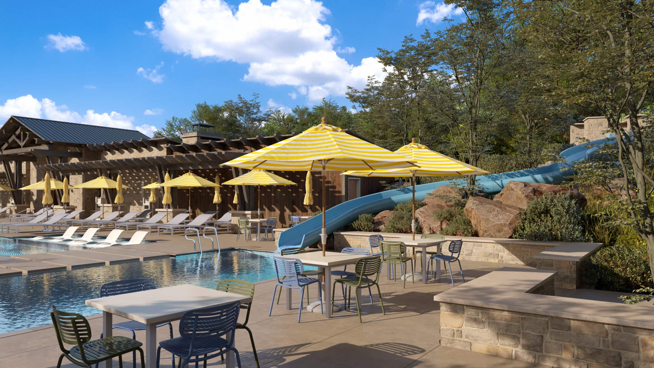 Artist's rendering of the waterslide and family pool